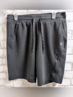 Swiss Tech Men’s Black Athletic Drawstring Shorts with Zipper Pocket